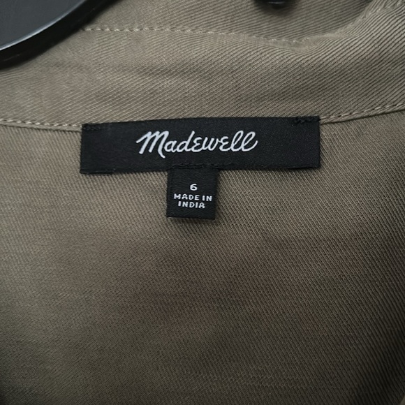 Madewell Army Green Button Front Belted Romper Sz 6 - Picture 3 of 5